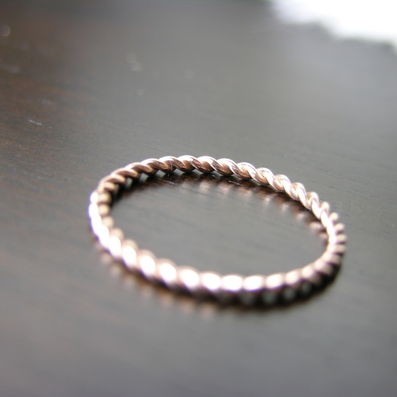 2 LEFT! Rose Gold Intertwined Twist Stackable Ring - Picture 4 of 5